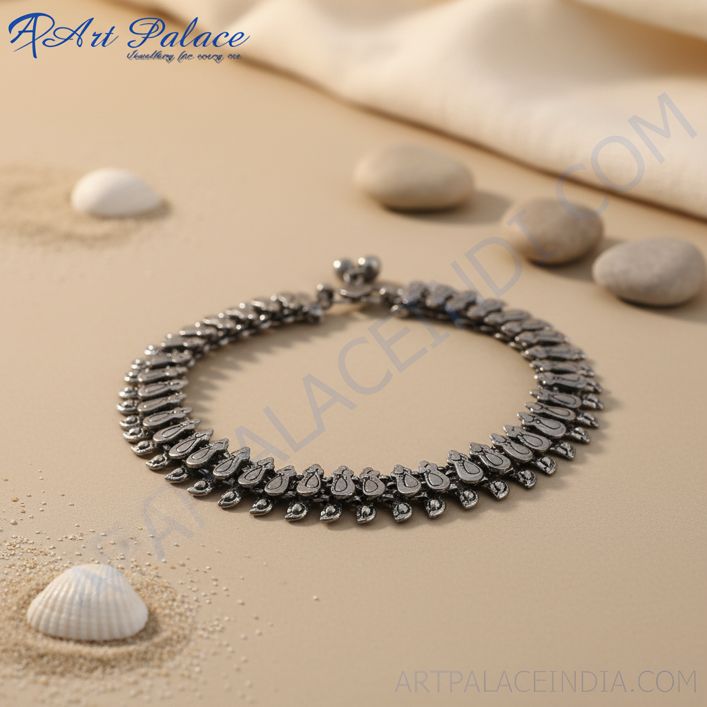 Silver teardrop anklet for women