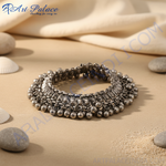 Load image into Gallery viewer, Oxidized silver bell anklet with multiple silver bells. A beautiful piece of jewelry for women.
