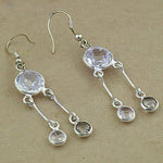 将图像加载到图库查看器中， 925 Silver White Quartz Dangle Earrings | For Women | Gift
