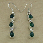 将图像加载到图库查看器中， 925 Silver Green Gemstone Drop Earrings for Women | Gift
