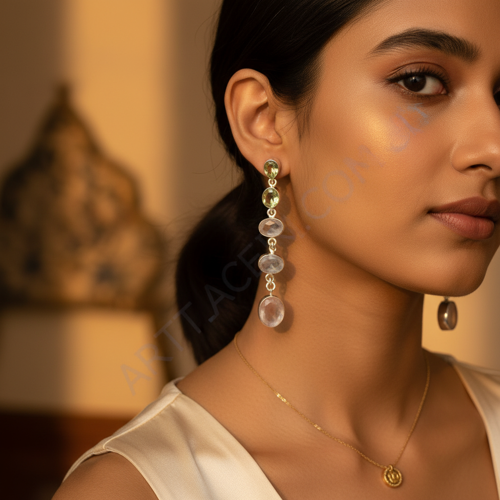 925 Silver Gemstone Drop Earrings for Women | Dangle Earrings