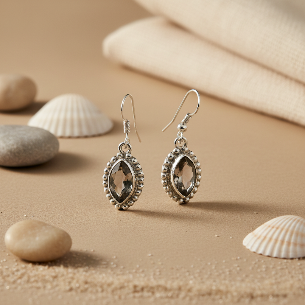 925 Silver Smoky Quartz Earrings for Women | Dangle Earrings