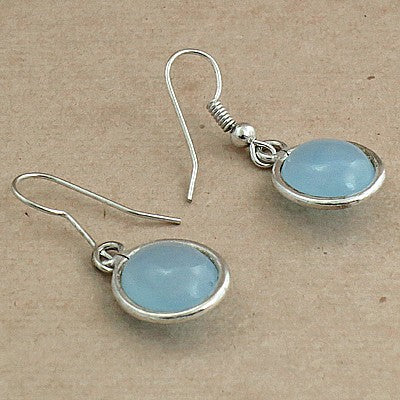 925 Silver Blue Chalcedony Drop Earrings for Women | Gift