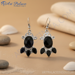 Load image into Gallery viewer, 925 sterling silver dangle earrings featuring black onyx gemstones, perfect for any occasion.
