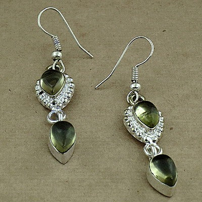 925 Sterling Silver Green Gemstone Earrings for Women | Dangle Earrings