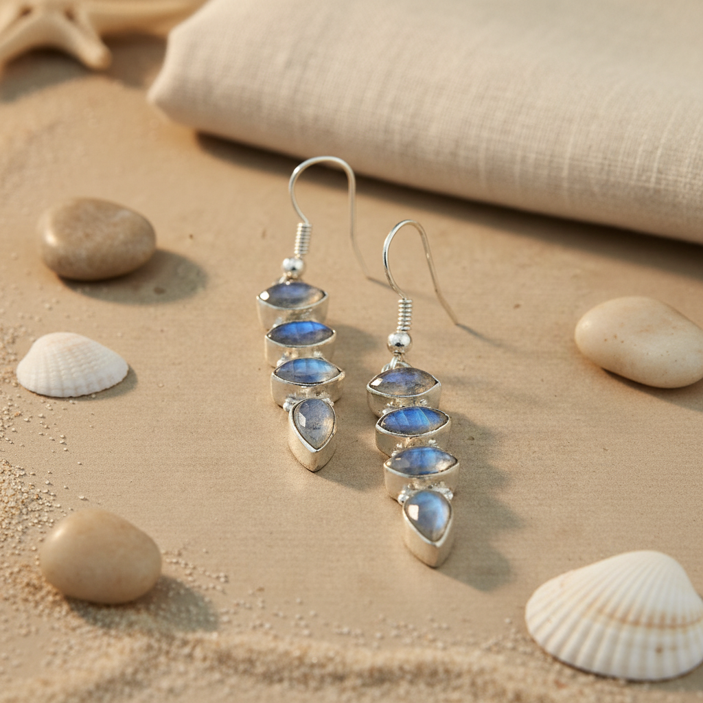 925 Silver Moonstone Drop Earrings for Women | Dangle Jewelry
