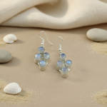 Load image into Gallery viewer, 925 sterling silver drop earrings with blue moonstone gemstones for women
