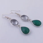 Load image into Gallery viewer, 925 Silver &amp; Green Agate Drop Earrings | Women's Jewelry Gift
