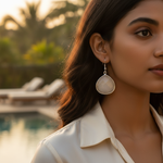 Load image into Gallery viewer, Silver Teardrop Earrings with Beige Gemstone | Women&#39;s Jewelry
