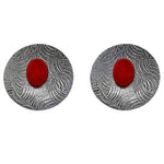 将图像加载到图库查看器中， Silver Stud Earrings with Red Gemstone | Women's Jewelry Gift
