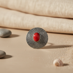 将图像加载到图库查看器中， Silver Stud Earrings with Red Gemstone | Women's Jewelry Gift
