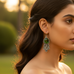Load image into Gallery viewer, 925 Silver Green Gemstone Earrings for Women | Dangle Jewelry

