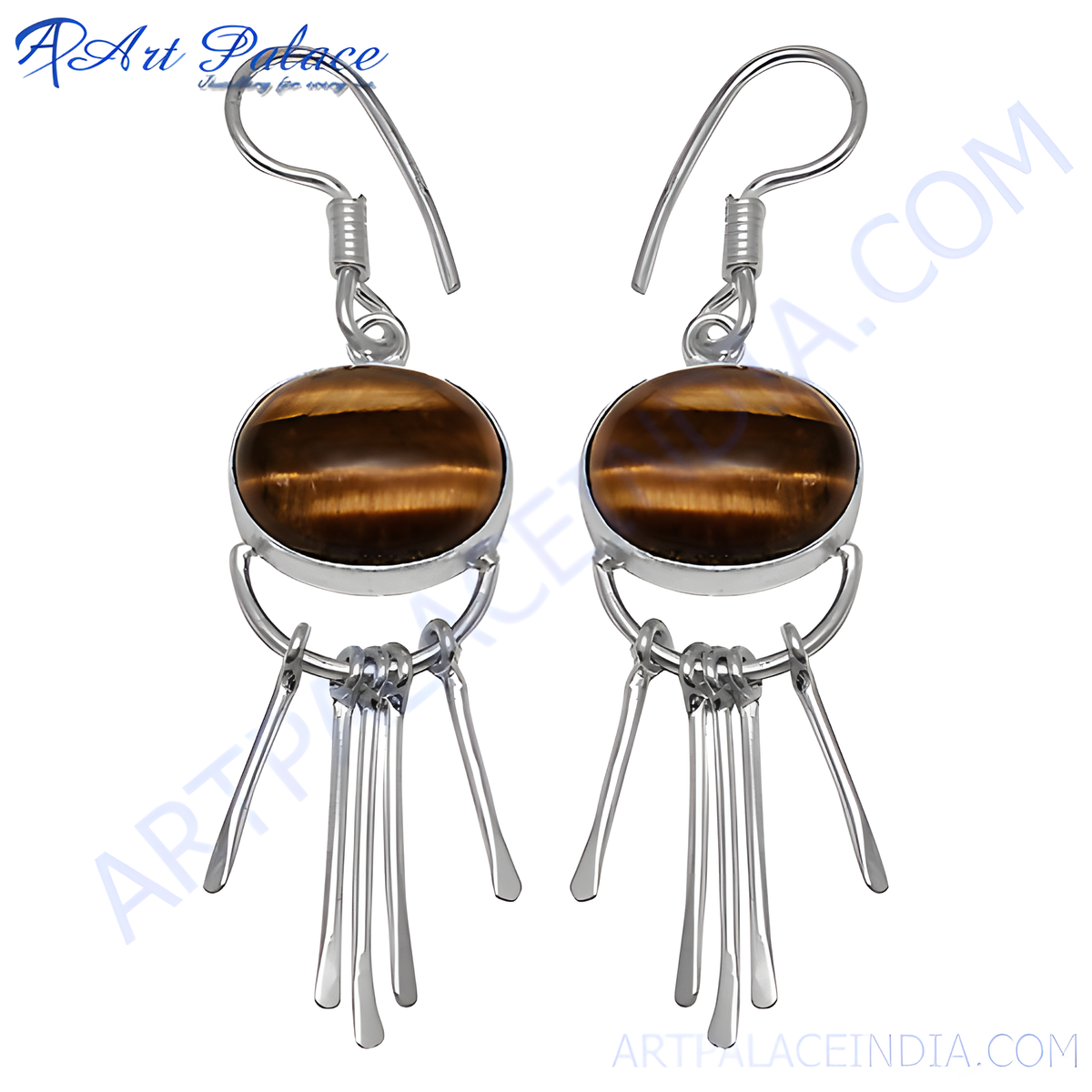 925 sterling silver tiger eye drop earrings, featuring natural gemstone and unique design
