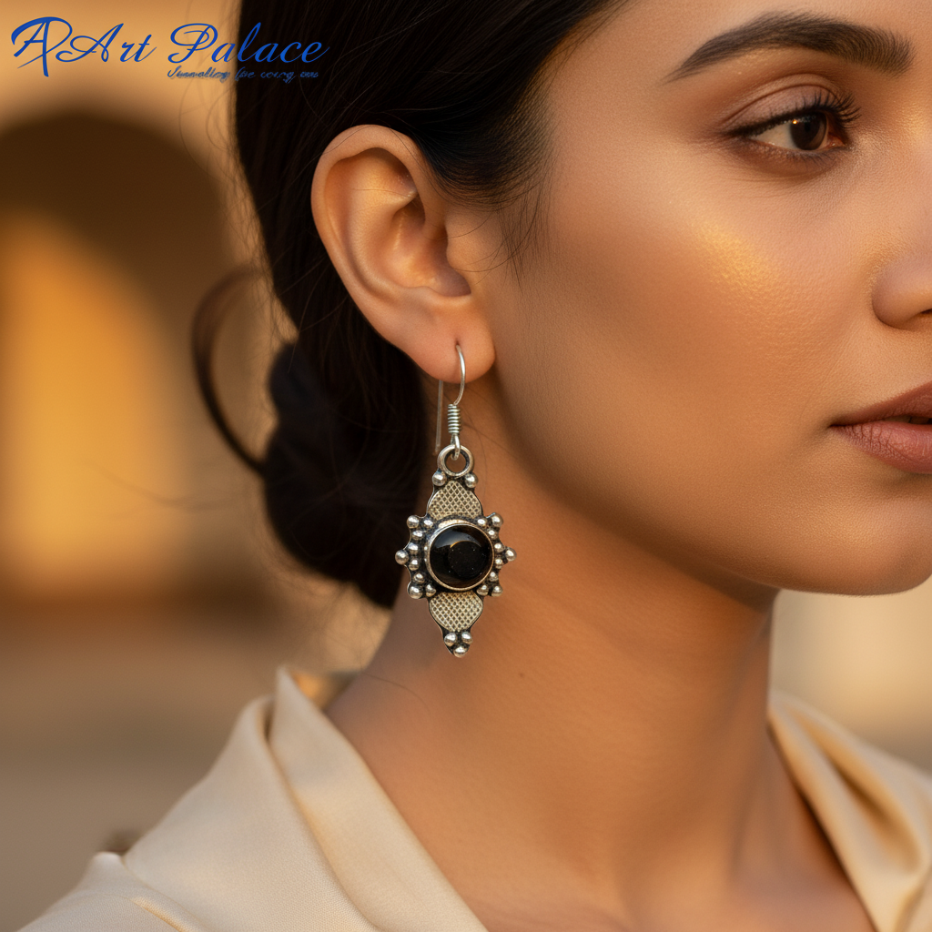 925 Silver Black Onyx Earrings for Women | Dangle Earrings