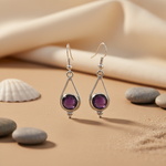 将图像加载到图库查看器中， 925 Silver Amethyst Drop Earrings for Women | Gemstone Jewelry
