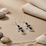 将图像加载到图库查看器中， 925 Silver Amethyst Drop Earrings for Women | Gemstone Jewelry
