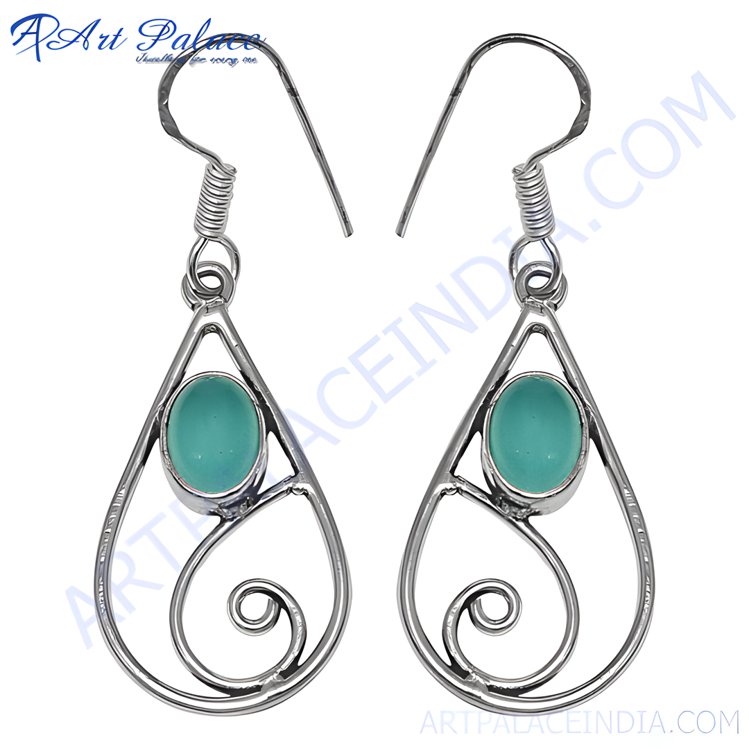 925 Silver Teardrop Earrings with Blue Gemstone for Women
