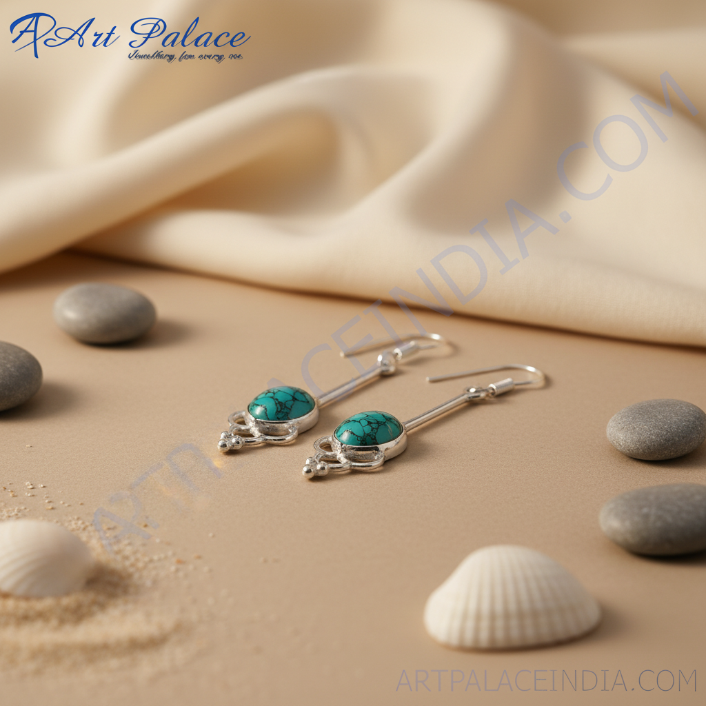 925 sterling silver dangle earrings featuring oval turquoise gemstones, perfect for any occasion.