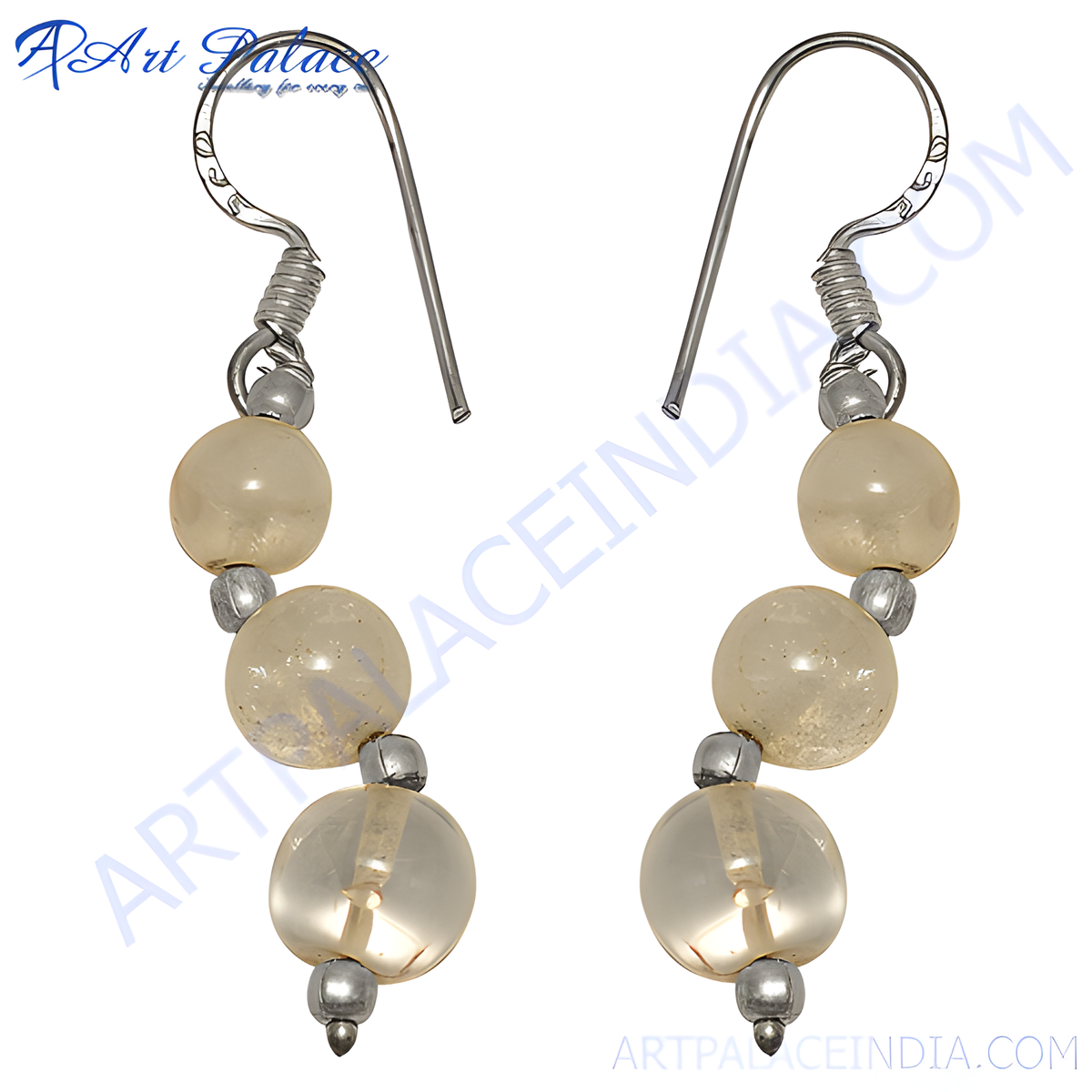 Beaded dangle earrings with light gemstones and silver hooks, perfect for everyday elegance