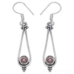 将图像加载到图库查看器中， 925 Silver Teardrop Earrings with Pink Gemstone for Women
