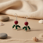 将图像加载到图库查看器中， Silver Bead Drop Earrings | Red &amp; Green Gemstone Jewelry
