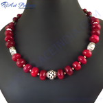 Load image into Gallery viewer, Red Bead Necklace | Silver Accents | Women&#39;s Fashion Jewelry
