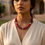 Load image into Gallery viewer, Red Bead Necklace | Silver Accents | Women&#39;s Fashion Jewelry
