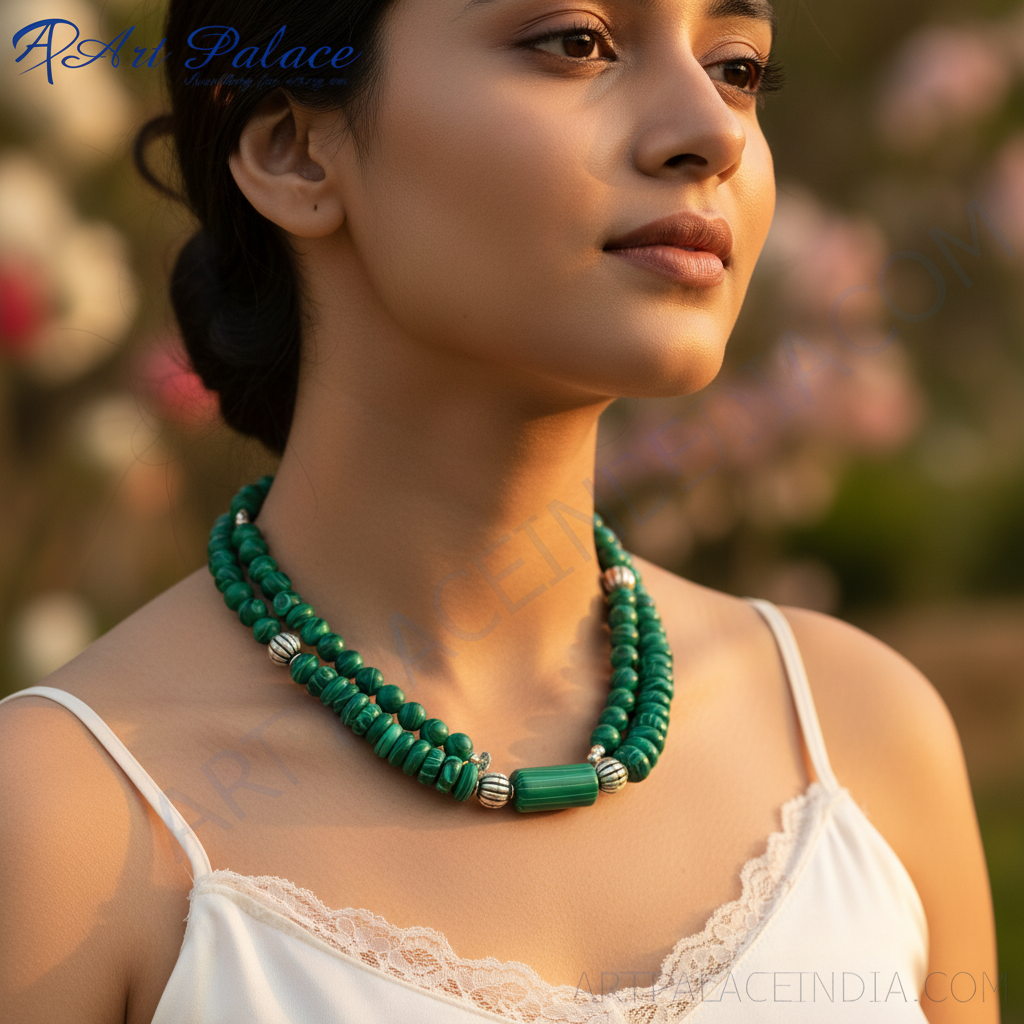 Malachite Bead Necklace for Women | Gemstone Jewelry Gift