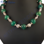 Load image into Gallery viewer, Sterling silver necklace with green agate beads. A stylish and elegant gemstone necklace.
