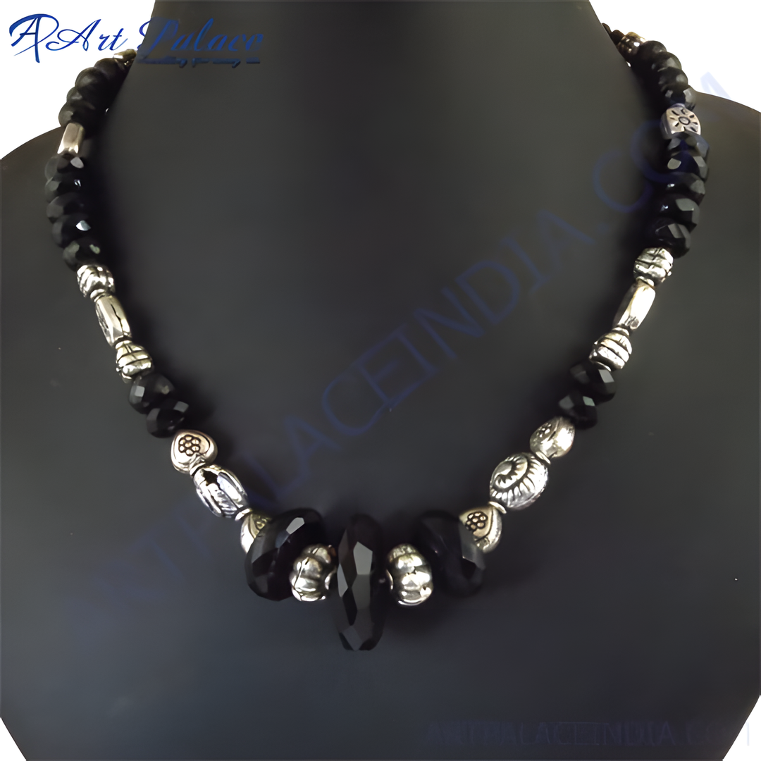 Black Onyx Bead Necklace | Sterling Silver | Women's Jewelry Gift