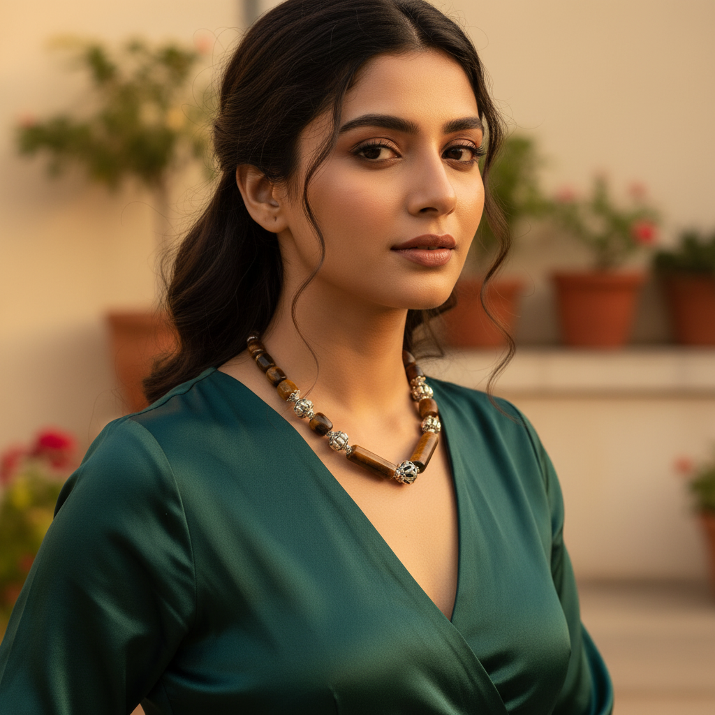 Tiger Eye Bead Necklace for Women | Gemstone Jewelry