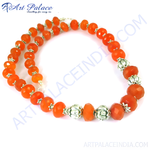 Load image into Gallery viewer, Orange Carnelian Bead Necklace | Sterling Silver Accents | Gift

