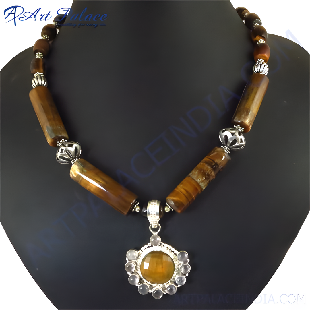 Tiger Eye Stone Bead Necklace | Gemstone Jewelry for Women