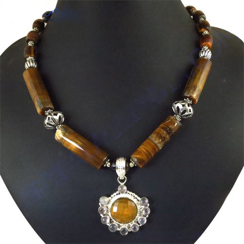 Tiger eye stone bead necklace | gemstone jewelry for women