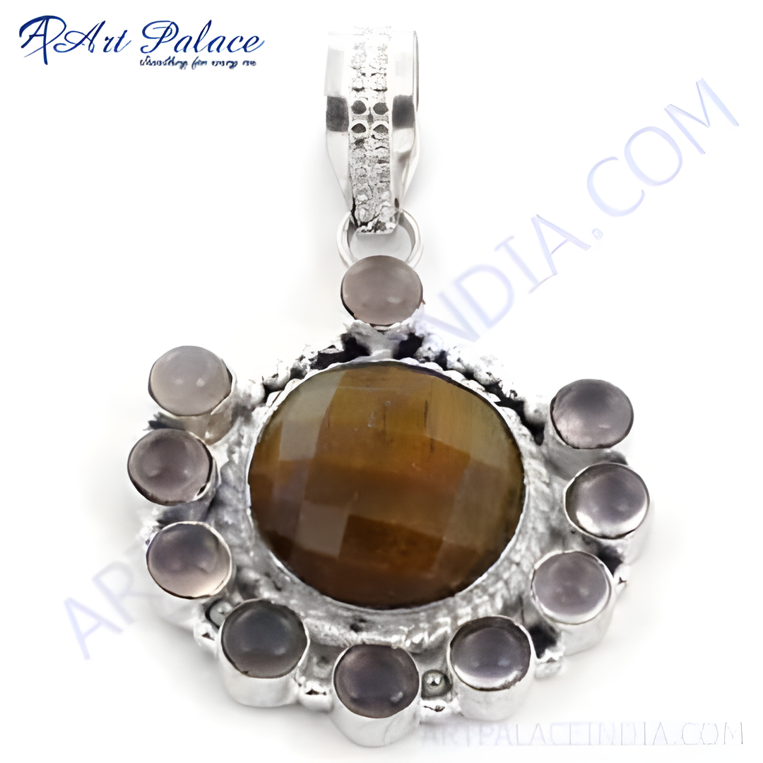 925 Silver Tiger Eye Gemstone Pendant for Women | Gift