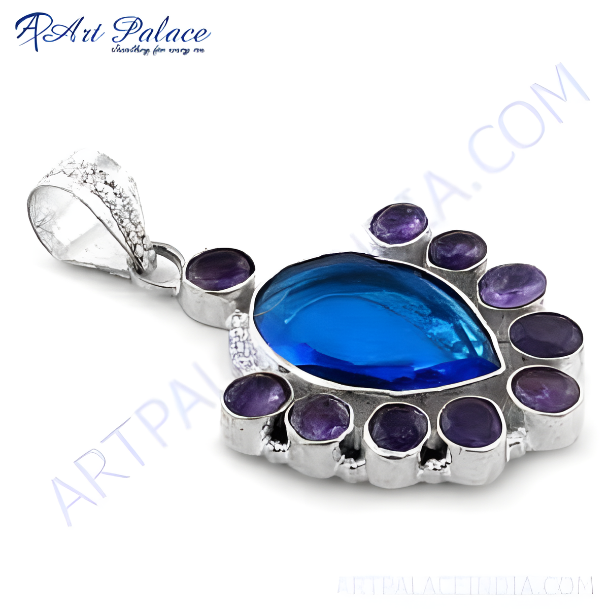 925 silver blue topaz & amethyst pendant for women | gift jewelry
