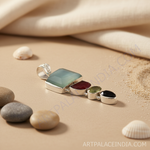 Load image into Gallery viewer, Sterling silver pendant necklace with multiple colorful gemstones, perfect gift for women
