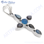 Load image into Gallery viewer, 925 Silver Chalcedony Cross Pendant for Women | Gemstone Jewelry
