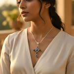 Load image into Gallery viewer, 925 Silver Chalcedony Cross Pendant for Women | Gemstone Jewelry
