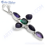 Load image into Gallery viewer, 925 Silver Cross Pendant Necklace for Women | Gemstone Jewelry
