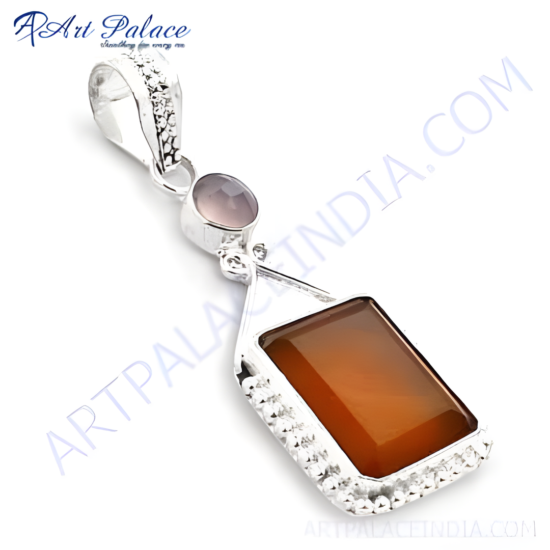 925 Silver & Carnelian Pendant for Women | Gemstone Jewelry