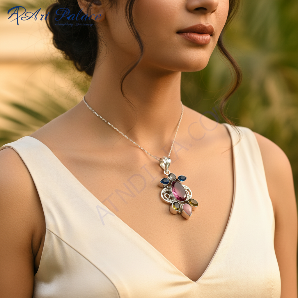 925 Silver Gemstone Pendant for Women | Statement Jewelry