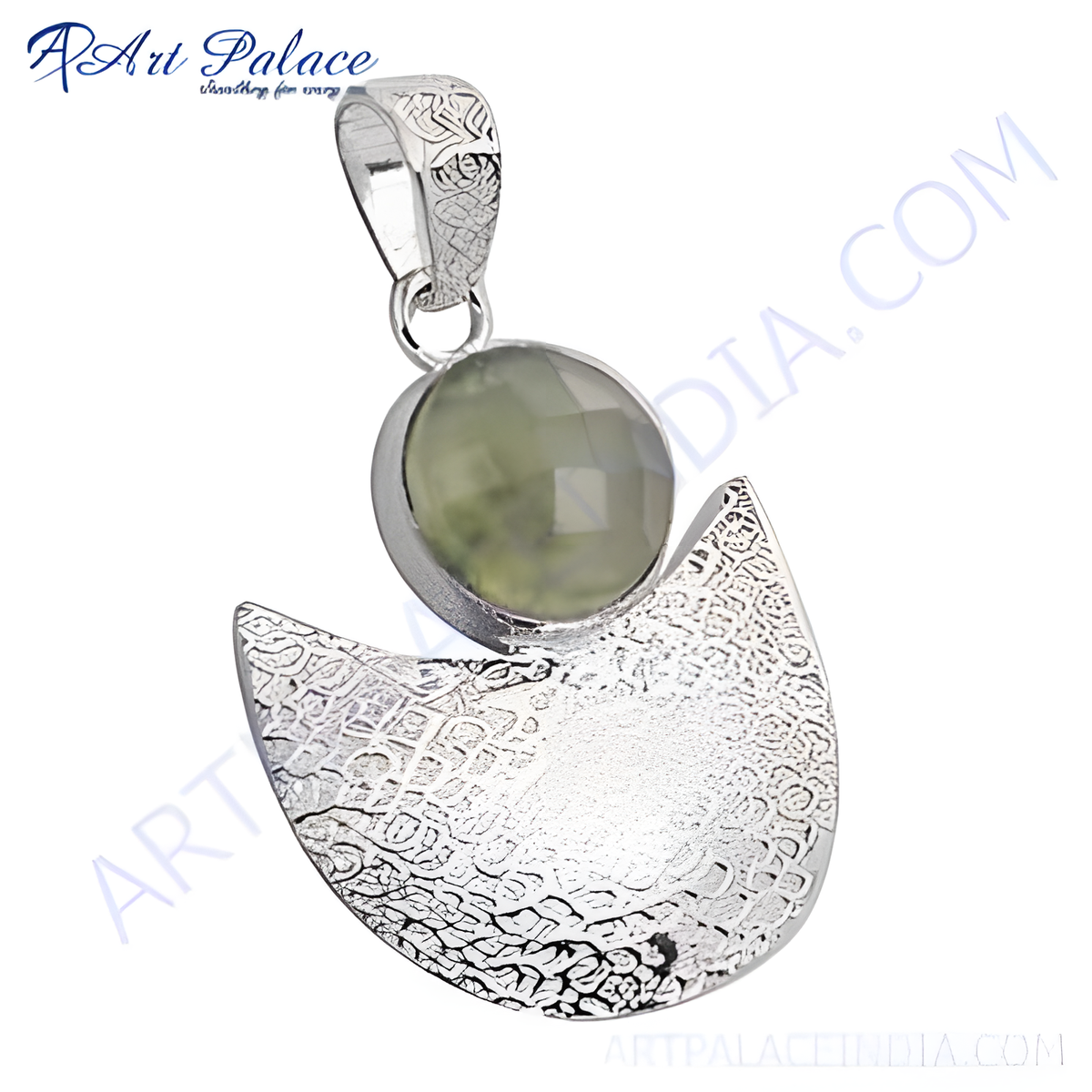 925 silver green stone pendant for women | modern jewelry