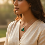 Load image into Gallery viewer, 925 Silver Green Onyx Teardrop Pendant for Women | Gift

