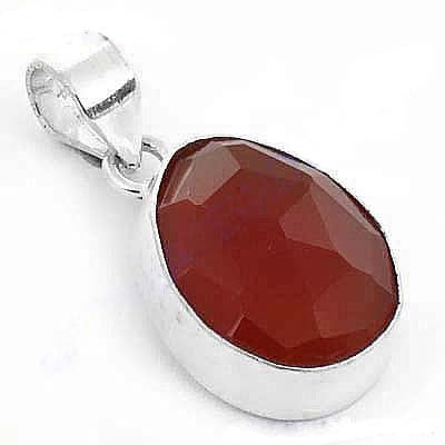 925 Silver Red Carnelian Pendant for Women | Gemstone Jewelry