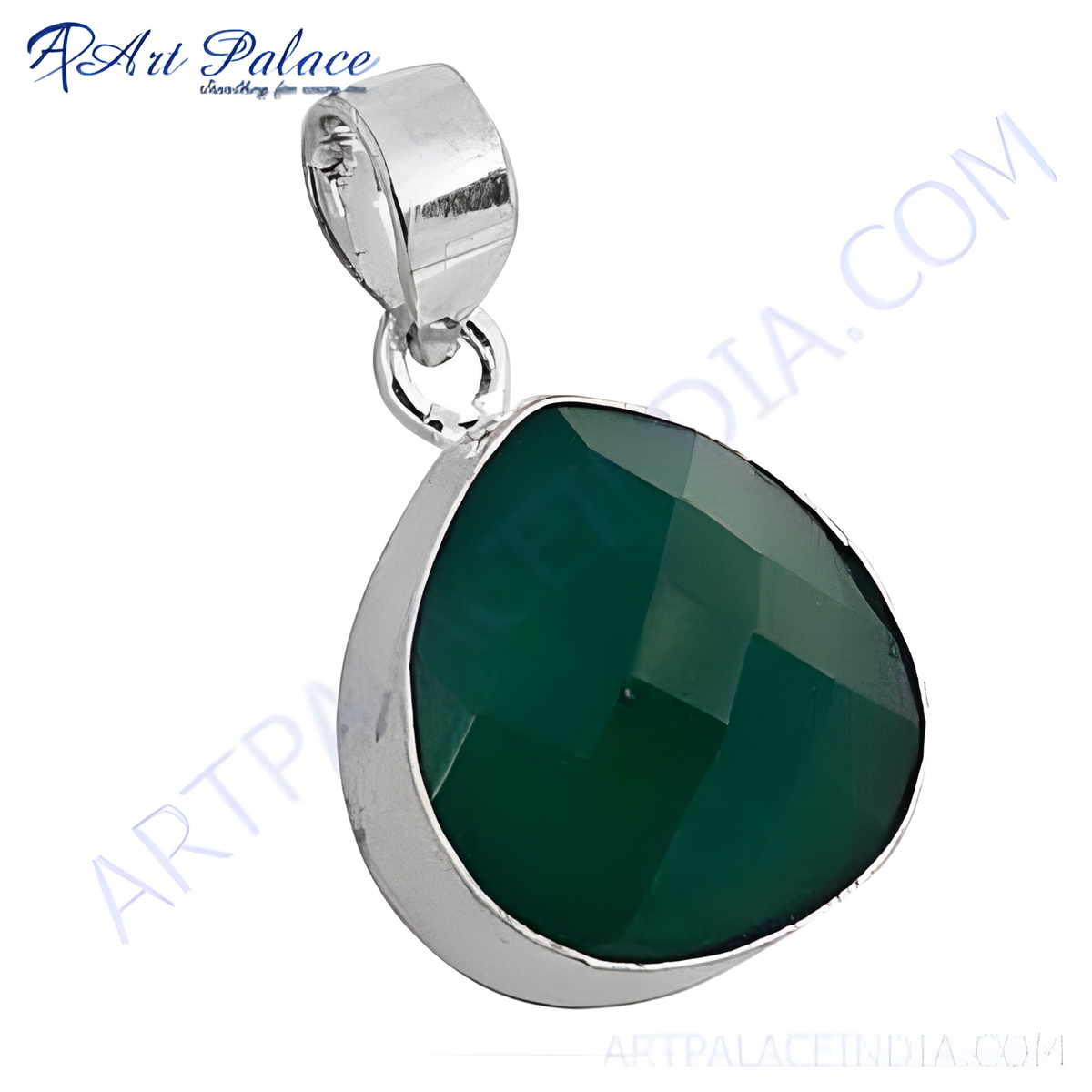 925 silver pendant with faceted green onyx gemstone, perfect for women, stylish and elegant