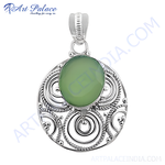 Load image into Gallery viewer, 925 Silver Green Chalcedony Pendant | Women&#39;s Oval Stone Jewelry
