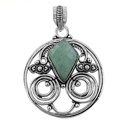 925 Silver Green Gemstone Pendant Necklace for Women