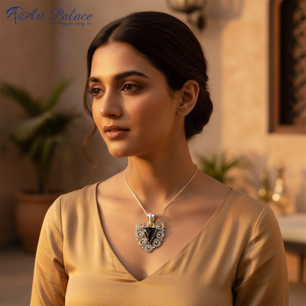 925 Sterling Silver Black Onyx Pendant for Women | Gemstone Jewelry