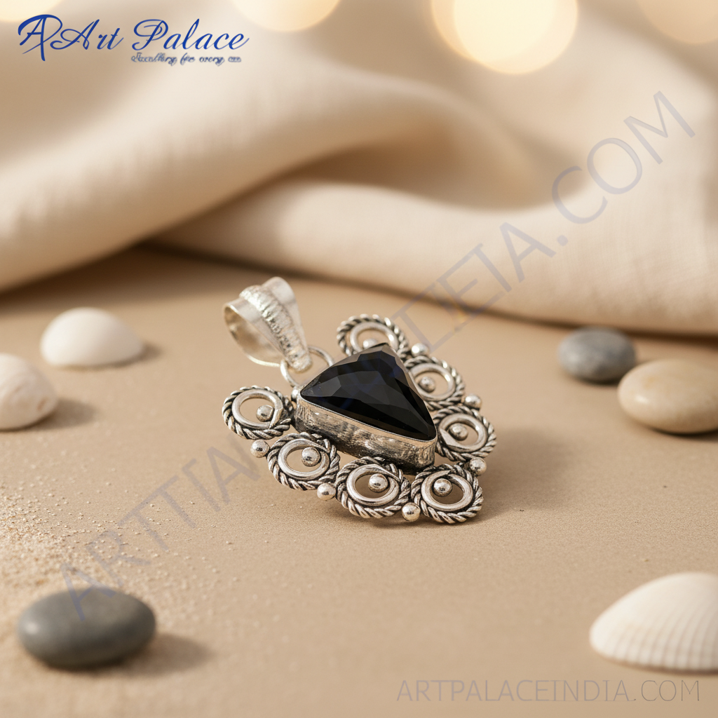 925 sterling silver black onyx pendant with unique design and intricate details.
